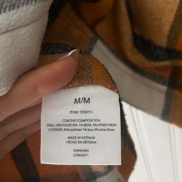 HFX Plaid Utility Jacket - Tan Orange and White Shacket medium - Picture 5 of 7